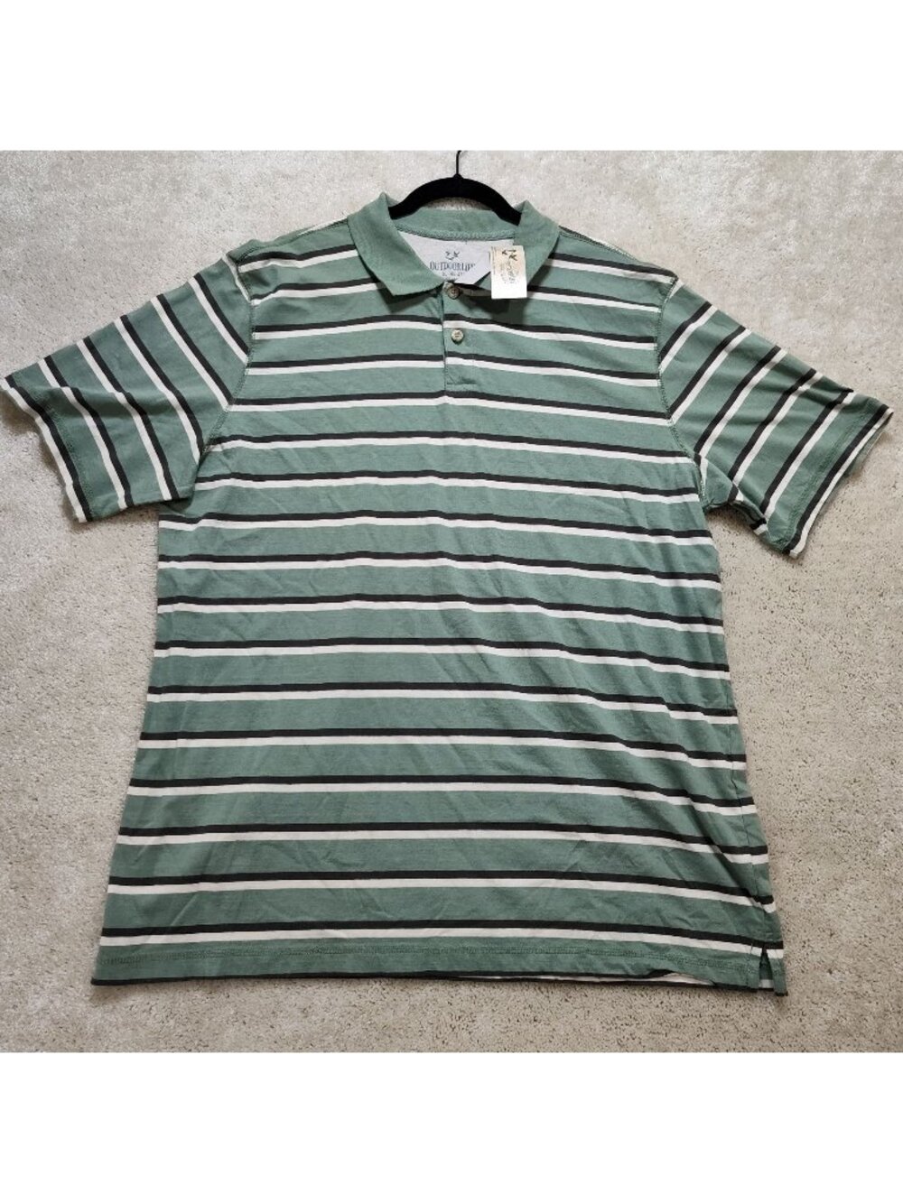 Outdoor Life Polo Shirt Men XL Striped Cotton Short Sleeve Ribbed Collar NWT